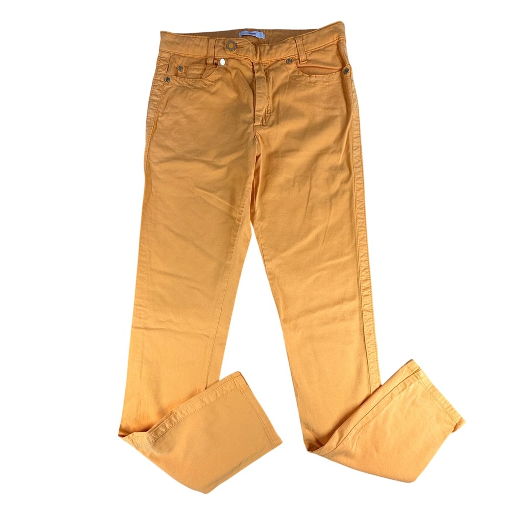 Leggiadro Womens Pants Straight Leg 5-Pocket Size 6 Orange Lyocell Cotton Italy